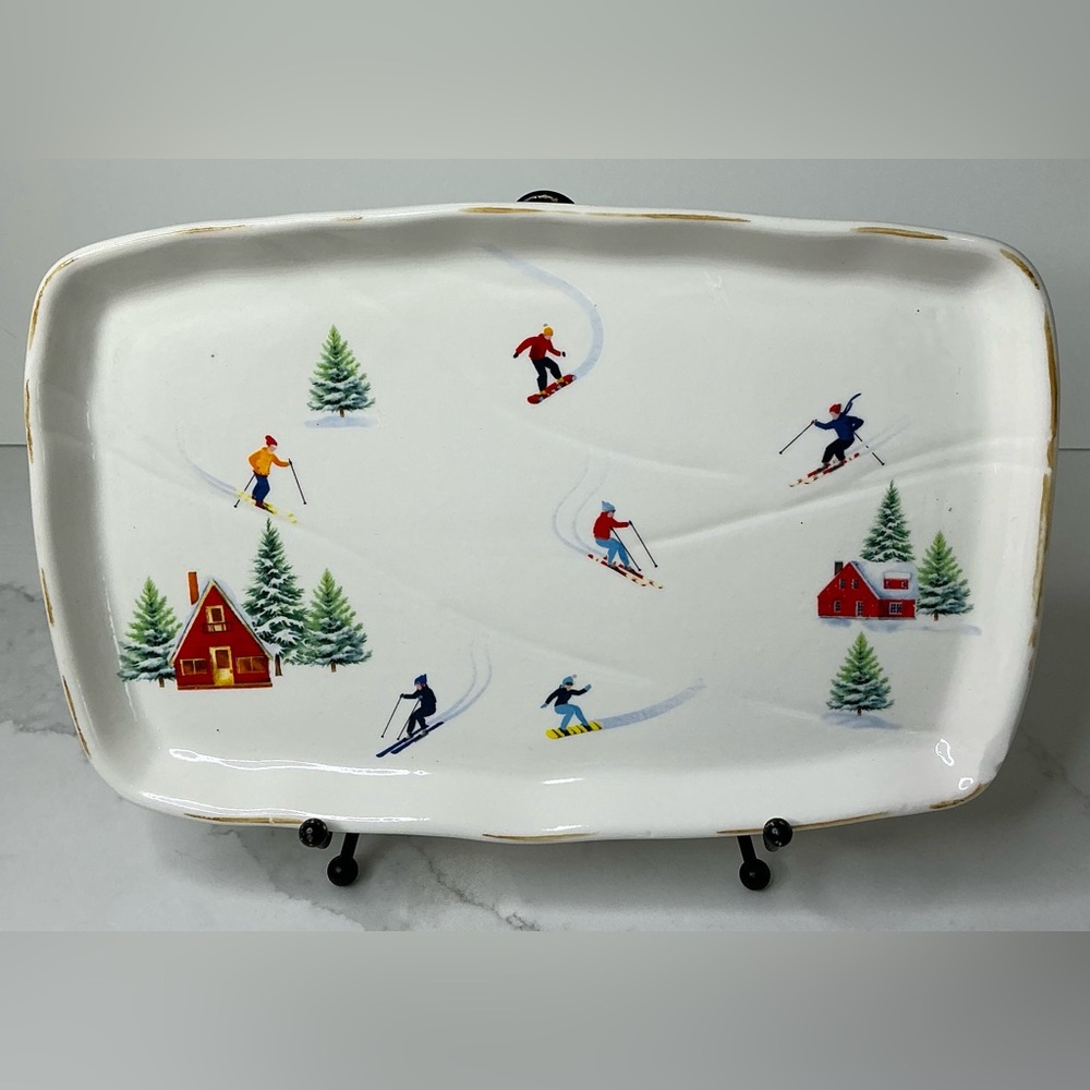 Potters Studio Christmas Serving Platter Dish Holiday 10.5” X 5.5” Rectangular